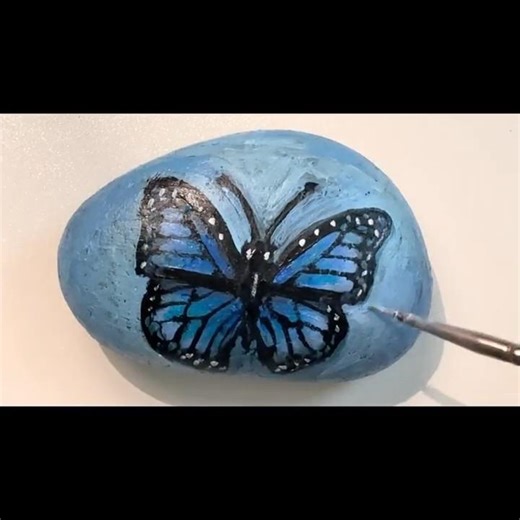 🦋 Acrylic Rock Painting #butterfly #rockpainting #shorts