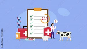 Lactose Intolerance - Dairy Products Intolerant with doctor and medicines cartoon animation