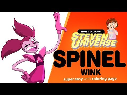 How to draw Spinel Wink | Steven Universe super easy drawing tutorial with coloring page