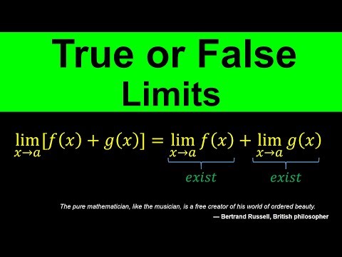 True or False Questions about Limits of functions - Calculus