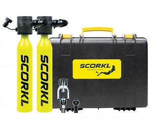 SCORKL Compact Pack - 2 x mini SCUBA diving lung tanks in Case
