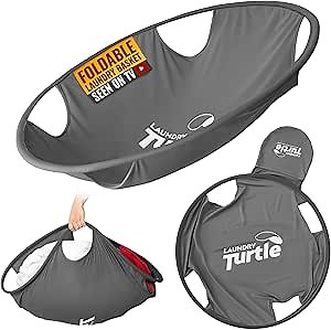 Laundry Turtle Collapsible Laundry Basket | Revolutionary Foldable Laundry Hamper | Innovative Laundry Basket for Dirty Clothes Washing & Dryer Removal Portable Laundry Grabber (Grey, Large)
