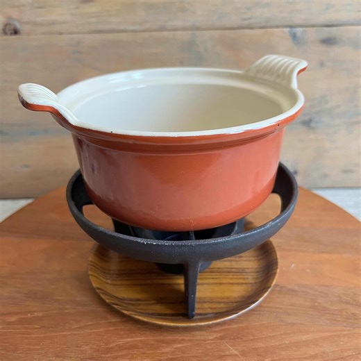 Vintage Le Creuset Fondue Set France - Brown - Chocolate Fondue Pot With Stand - Etsy