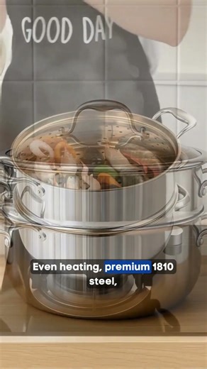 Stainless Steel Food Steamer 3-Tier 32cm | Heavy Duty Vegetable & Seafood Steamer Pot