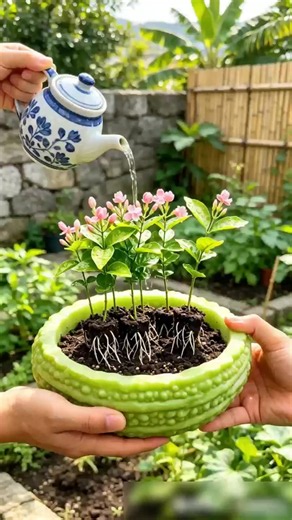 朝の柔らかな日差しに映える枝垂れジャスミン#庭リメイク#花壇アレンジ#宿根花#緑のある暮らし#ガーデンデザイン
