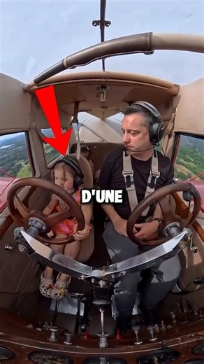 He teaches his 5-year-old daughter how to fly 😱✈️ #france
