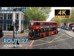 London Bus Ride, Route 27, Double Decker, 4K Virtual Tour