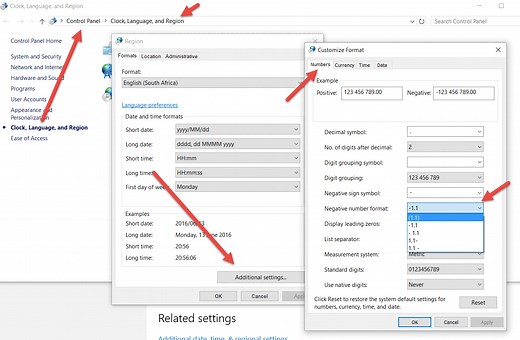 Excel negative numbers in brackets
