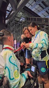 Boccia silver medalists Daniel Michel and assistant Ashley Maddern's supporters in the house 🇦🇺🦘🪃🐨 #Paralympics #Paris2024 | Paralympic Games