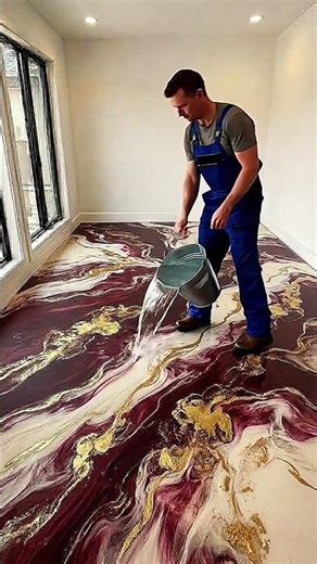 Red white Luxurious bedroom with emerald epoxyflooring 💖✨ #epoxy #epoxyfloor #floor #resinfloor