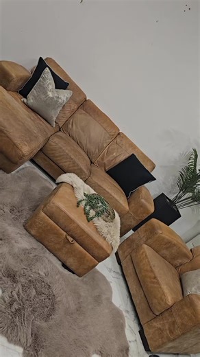 DFS Distressed Tan Leather Corner Sofa, Armchair and Ottoman 🖤£550 Can sell together or separately Corner Sofa £350 Armchair £150 Ottoman £50 Corner sofa measurements 220cm width 155cm Depth of chaise Delivery available, provide postcode for a quote Or Pick up from Furnishr 1480 Paisley Road West Glasgow G52 1SP By prior appointment All items are pre-owned and once they are gone they are gone! Follow Furnishr Glasgow on Facebook Instagram and Tiktok for more pre-owned Sofas and furniture Items 