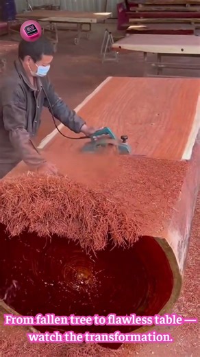 Turning a Giant Tree Trunk Into a Stunning Wooden Table — Pure Craftsmanship