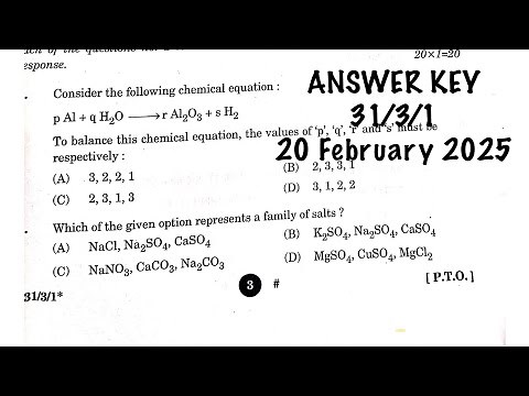 Science Paper Code 31/3/1 Set 1 Detailed Answer Key | CBSE Class 10th | 20 February 2025