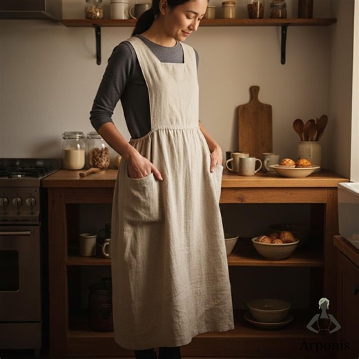 Linen Pinafore Apron Dress With Pockets – Cottagecore Dress, Japanese Style Smock, Loose Fit Midi, Linen Jumper, Beige Burgundy Black - Etsy