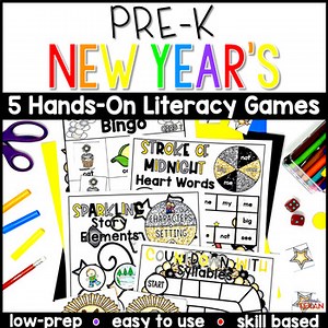 Pre-K New Years Reading Center Games & Activities- January Preschool Centers