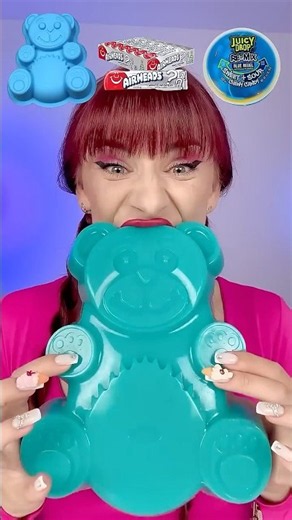 ASMR Giant Blue Gummy Bear, Sour Candy #mukbang #eatingsounds