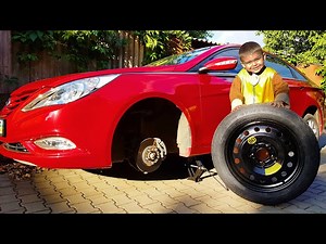 The wheel went down on Red Car Funny Paw Patrol Ride on POWER WHEEL Bmw and Changing Wheel - Videos For Kids