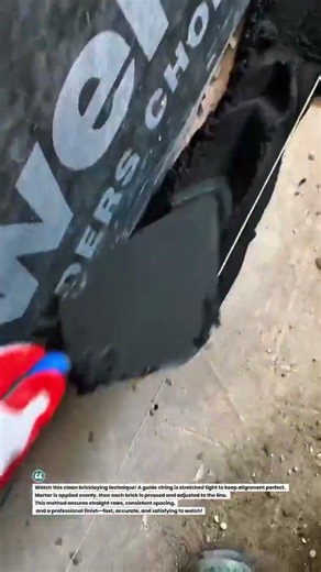 Perfect Brick Leveling Trick Using String Line & Mortar #Masonry #DIY #Construction