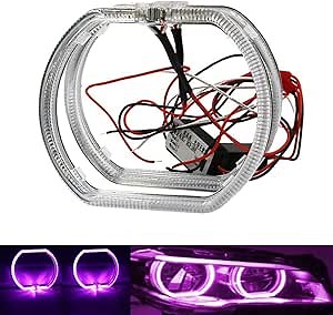 YSY 2pcs 100mm Car Guide Led Angel Eyes Light Halo Rings DRL For Car Headlights Motorcycle HID Projector (Pink, 100MM)