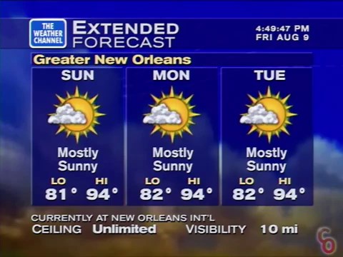 WeatherStar XL v1 Simulation- New Orleans, LA: August 9, 2024