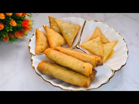 Crispy Spring Rolls & 3 Types of Samosa 😍🔥 | Potato, Beef & Chicken Filling