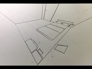 How to Draw a Simple Bedroom in 3 Point Perspective