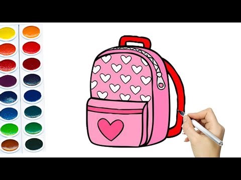 How to draw Cute School Bag | Easy school bag drawing