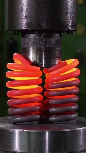 🔥🌀⚙️ Two Red-Hot Iron Springs vs Real Hydraulic Press — Extreme Compression 💥 #hydraulicconductivity