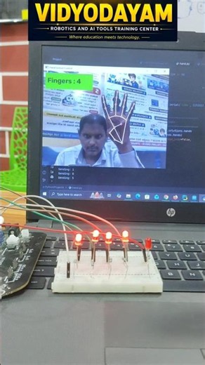 🤯 Hand Gesture Control LEDs using Python + Arduino IDE | Student Project | Robotics & AI Training