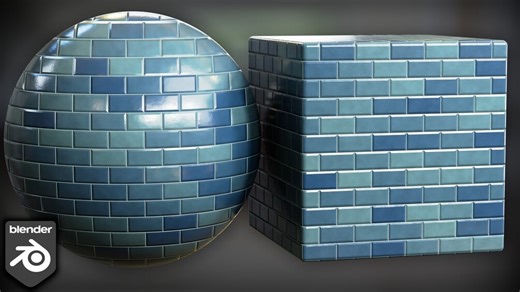 Procedural Blue Tile Wall Material
