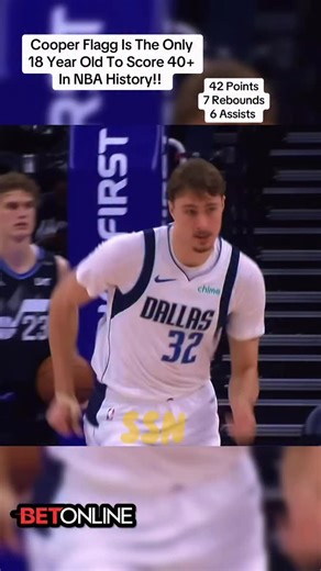 STONER SPORTS NETWORK🏀🏈⚾️⚽️🥊 on Instagram: "Cooper Flagg Is The Only 18 Year Old To Score 40+ In NBA History!! @betonline_ag #cooperflagg #dallasmavericks #rookieoftheyear #nba #hooper #buckets #rookie #mavs #dallas #dallasmavs #careerhigh #nbamemes #nbahistory #explore #explorepage"