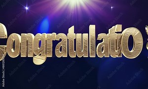 Shimmering 3d congratulations text on vibrant backdrop