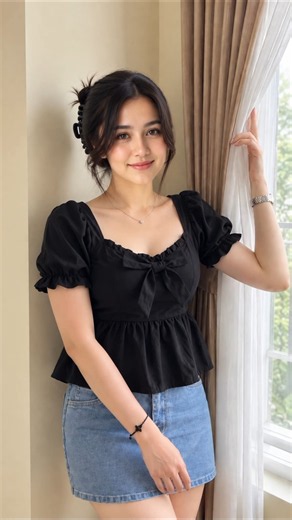 Cute & Casual Black Top Outfit Idea ✨ #shorts #outfitinspo #fashion #outfitideas #blacktop