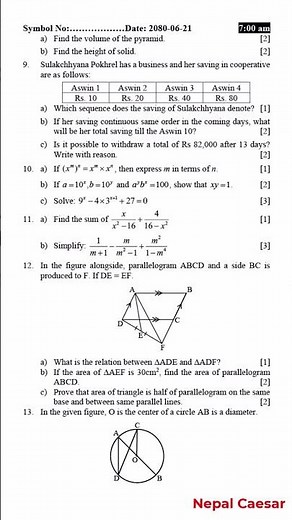 C. Math PABSON MID-TERM EXAM 2080