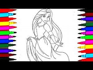 Rainbow Learning Colors by Coloring Disney Tangled Princess Rapunzel Coloring Books l Coloring Pages