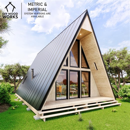 2 Bedroom A-frame Cabin Plans: Modern Tinyhouse Blueprint (digital Download) - Etsy