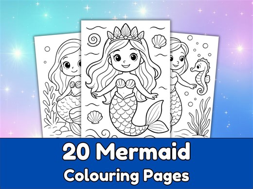 Mermaid Coloring Pages for Kids | 20 Printable Fantasy Sheets (digital Download) - Etsy