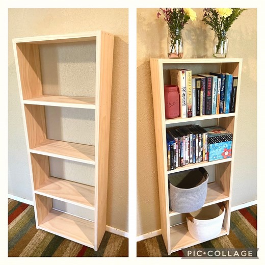 4FT Wide Bookshelf, Assembled Wooden Bookcase, Farmhouse/cottage/modern Furniture, Unfinished Pine Wood Bookcase, Storage and Organization - Etsy