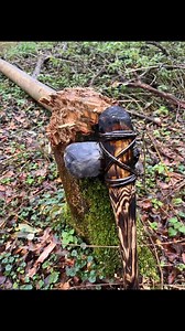 I revisited the tree I chopped down with a flint axe recently and cut a section of it to make another axe, I will keep returning and make many things from this tree such as bows and arrows and share that with you as I go along, it felt very satisfying. This axe is going into a raffle that I am going to list on Friday details will be posted on my page so make sure you’re following and have notifications turned on | Will Lord Prehistoric Survival
