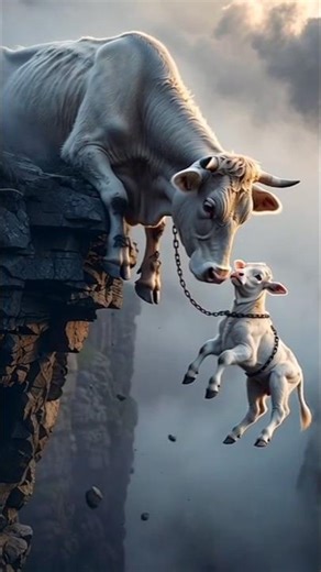 Heavy cow fell into huge stream saved by rescue team