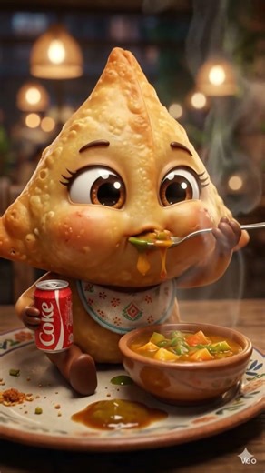 Cute Samosa Baby Eating Curry & Coca Cola 😍 | Funny Food Baby Animation #shorts