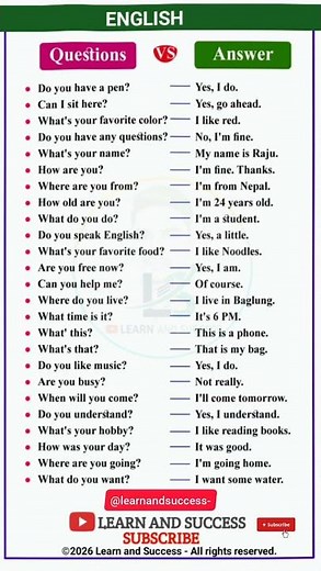 Speak Confidently: 20 Common Questions & Answers! 🗣️ #LearnAndSuccess