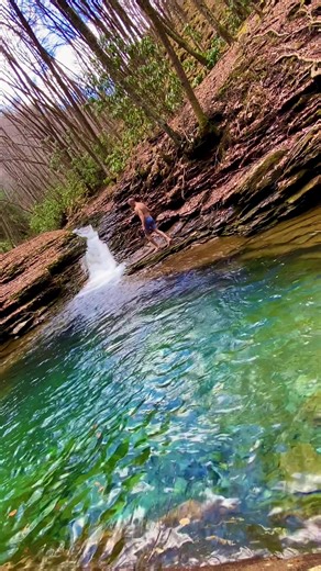 The Devil's Bathtub in Scott County, Virginia, is well known for its exceptionally cold, crystal-clear water. The water is often described as cold enough to