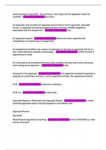 USPAP 15 Hour Course Latest Update Actual Exam from Credible Sources with 175 Questions and Verified