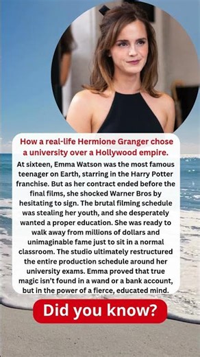 How a real-life Hermione Granger chose a university over a Hollywood empire. #biography #celebrity