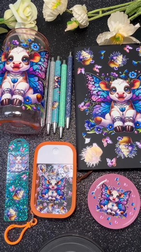 6pcs Cartoon Stickers Sets，pen cup lid notebook bookmark spray boottle#diy #wraps #sticker #uvdtf #notebook #pen #cup #lid #bookmark #spray #bottle