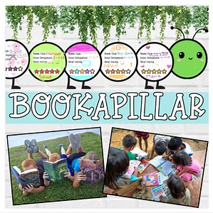 Book-A-Pillar Reading Log Tracker Bulliten board decor library caterpillar