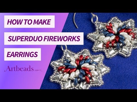 How to Make SuperDuo Fireworks Earrings - 4th of July Jewelry Making Tutorial