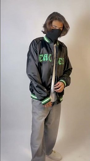 Philadelphia Eagles Satin Varsity Jacket | Game Day Street Style by NY American Jacket