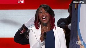 Star Swain, whose impromptu performance of the national anthem at the Lincoln Memorial made her a viral video star, opens the final night of the DNC. http://cnn.it/2akdbZC | CNN
